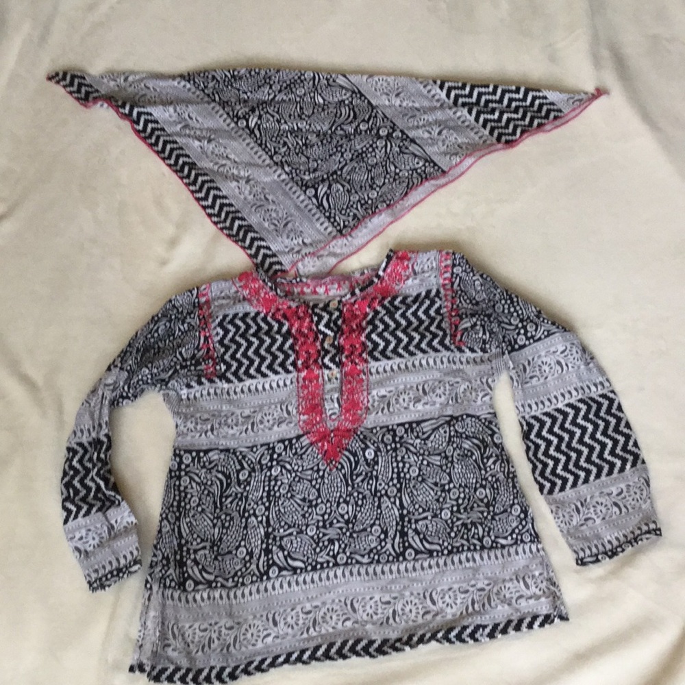 Calypso girls lightweight cotton shirt with scarf